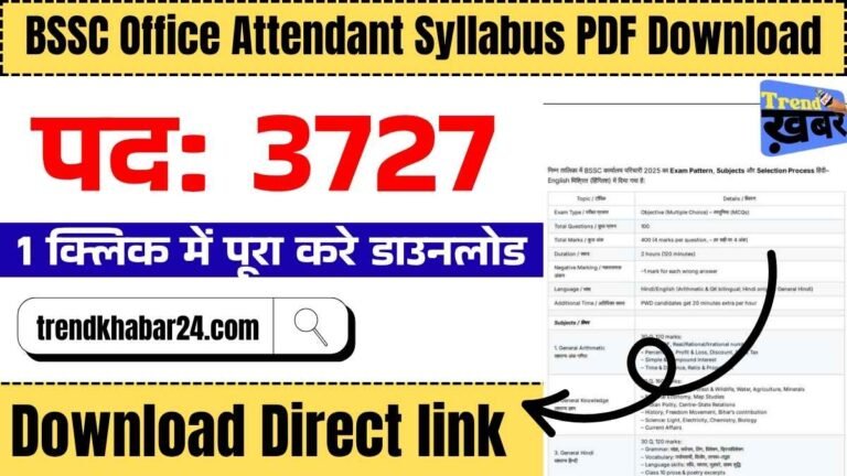 BSSC Office Attendant Syllabus PDF Download