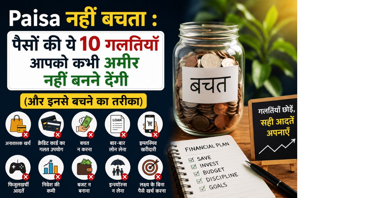 Paisa Nahi Bachta : पैसों की 10 गलतियाँ जो आपको कभी अमीर नहीं बनने देंगी और बचत बढ़ाने के तरीके