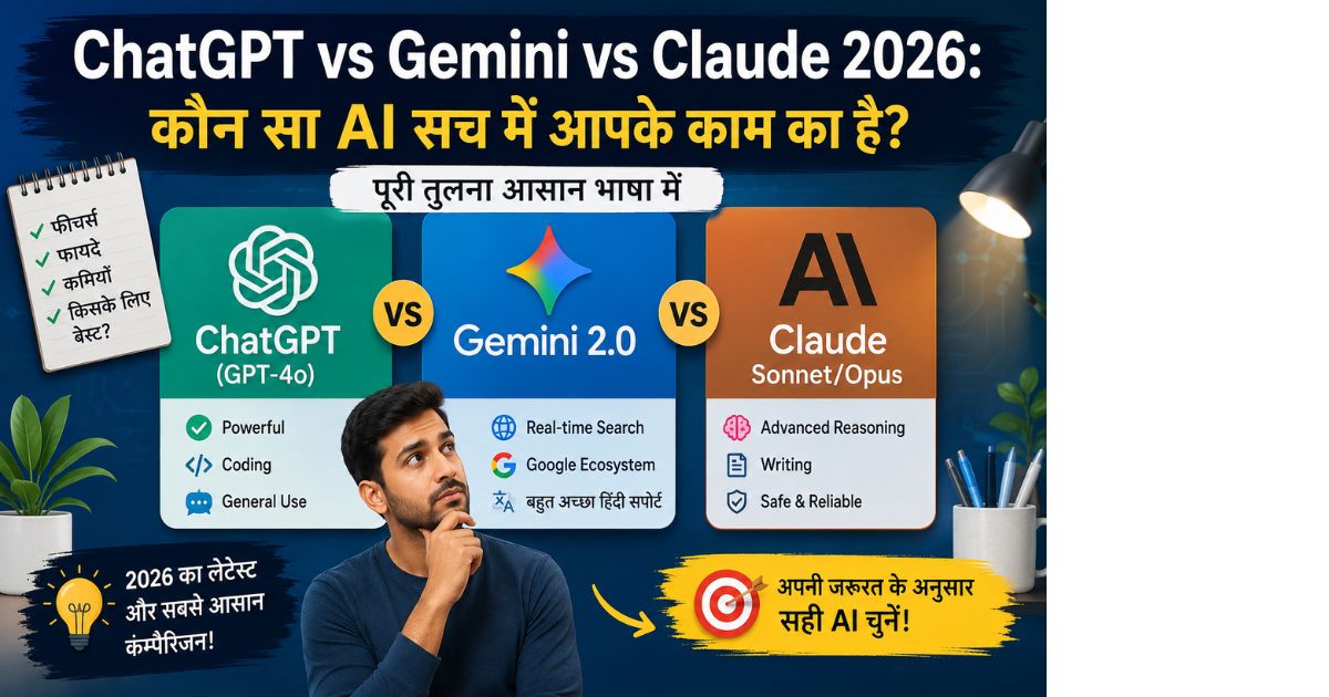 ChatGPT vs Gemini vs Claude 2026 AI comparison in Hindi